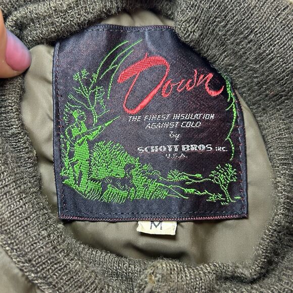 Vintage Schott Bros Down Puffer Vest Mens M Green Goose Insulated Outdoor 80s - Picture 5 of 7